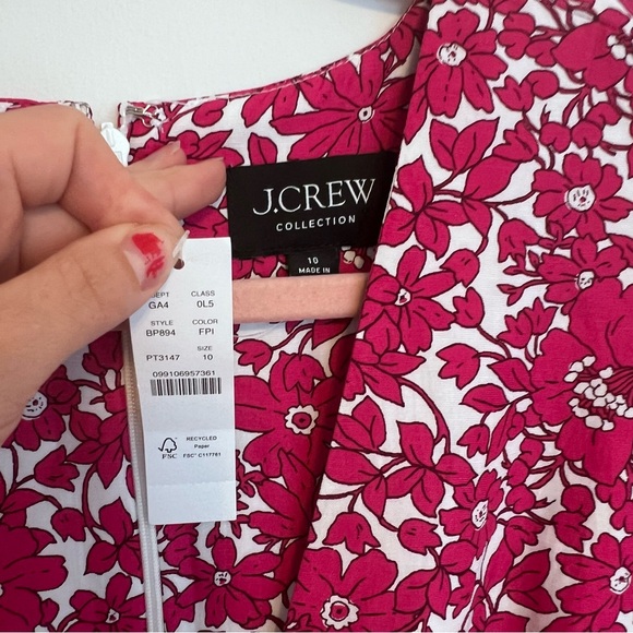NWT j. Crew collection v neck puff sleep maxi dress pink floral - Picture 3 of 5